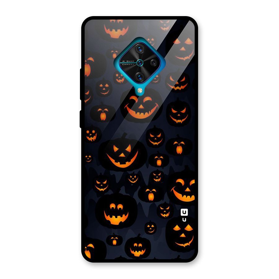 Pumpkin Smile Pattern Glass Back Case for Vivo S1 Pro