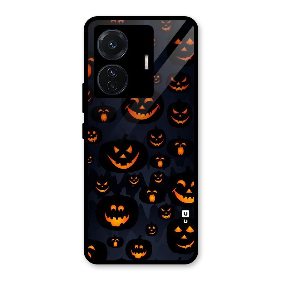 Pumpkin Smile Pattern Glass Back Case for Vivo T1 Pro