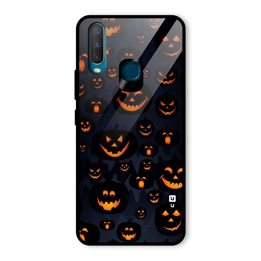 Pumpkin Smile Pattern Glass Back Case for Vivo U10
