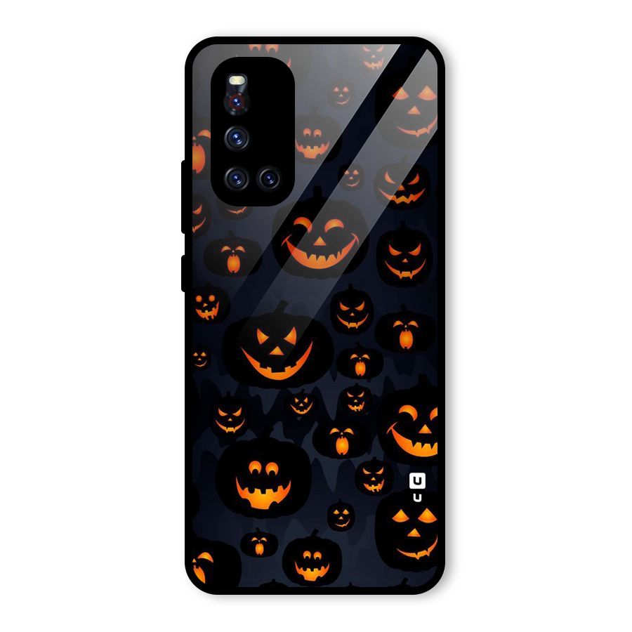 Pumpkin Smile Pattern Glass Back Case for Vivo V19