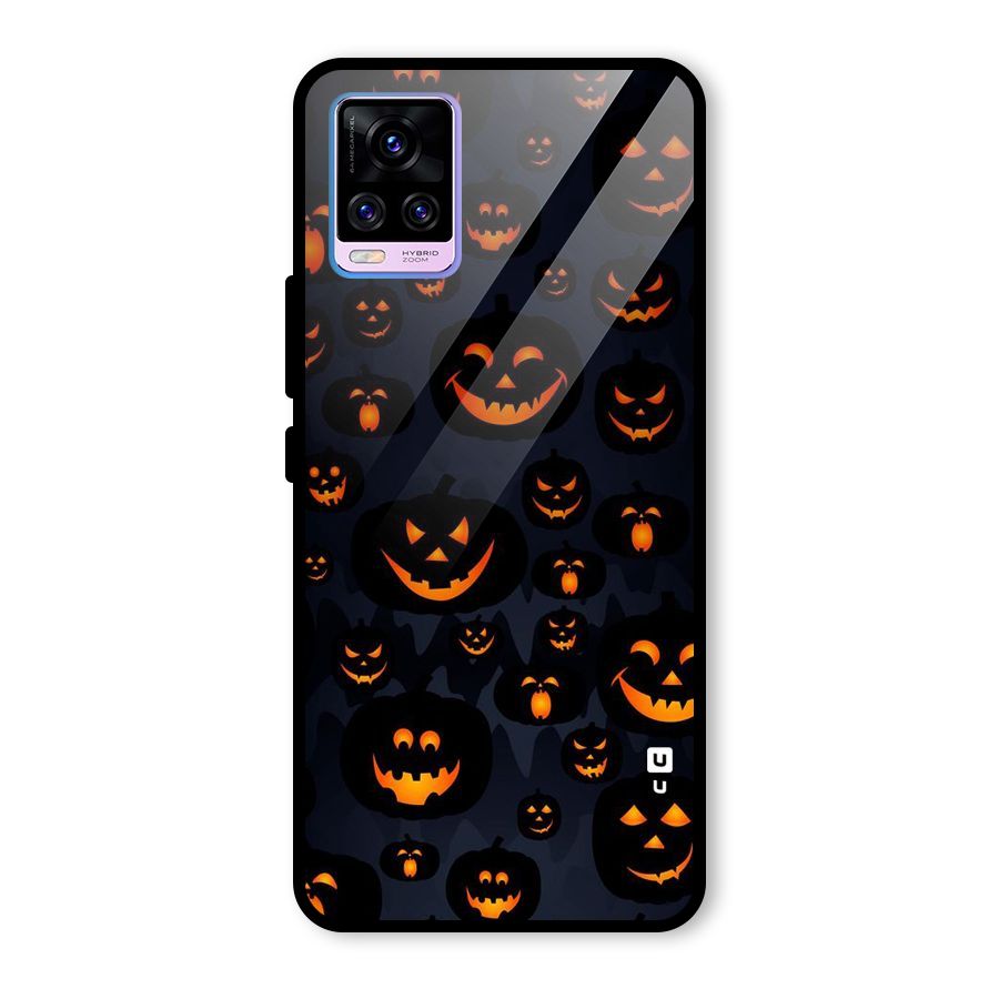 Pumpkin Smile Pattern Glass Back Case for Vivo V20 Pro