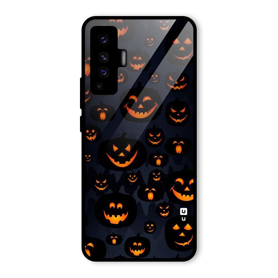Pumpkin Smile Pattern Glass Back Case for Vivo X50