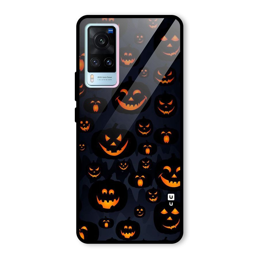 Pumpkin Smile Pattern Glass Back Case for Vivo X60
