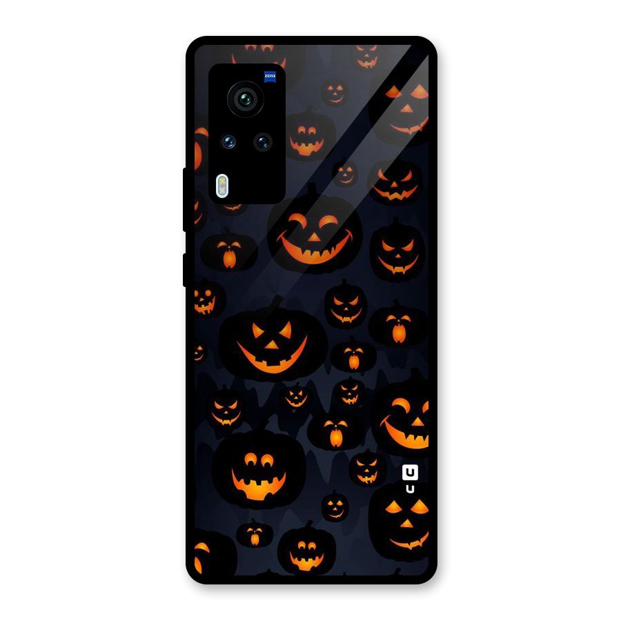 Pumpkin Smile Pattern Glass Back Case for Vivo X60 Pro