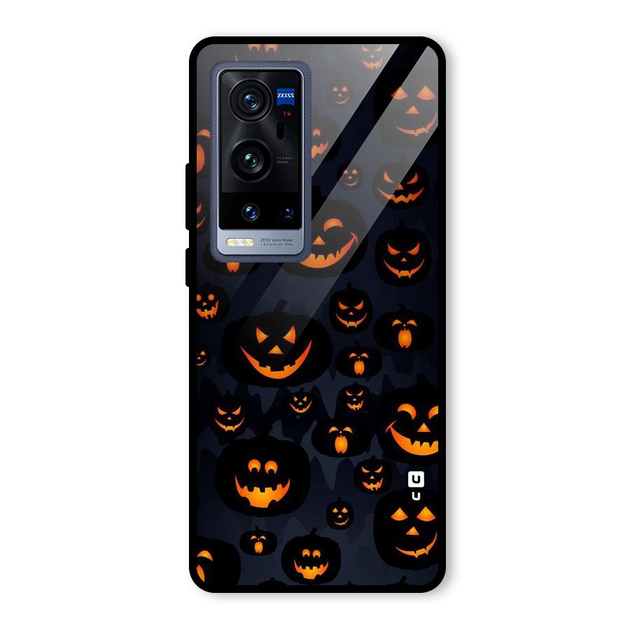 Pumpkin Smile Pattern Glass Back Case for Vivo X60 Pro Plus