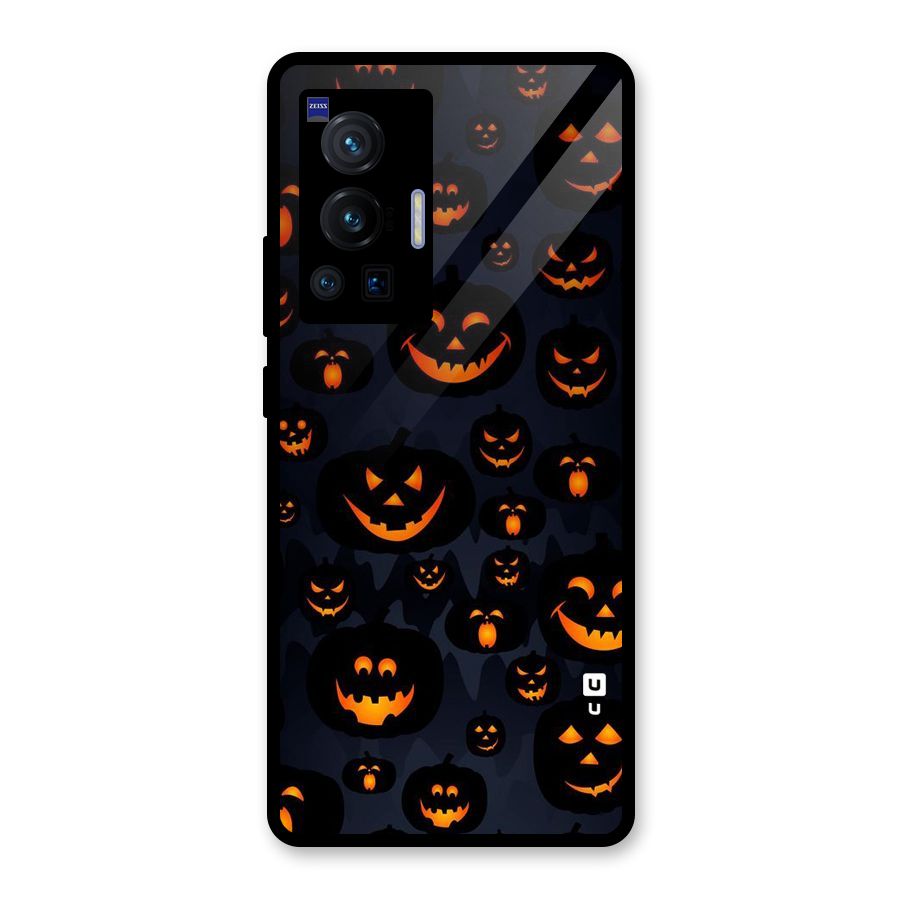 Pumpkin Smile Pattern Glass Back Case for Vivo X70 Pro