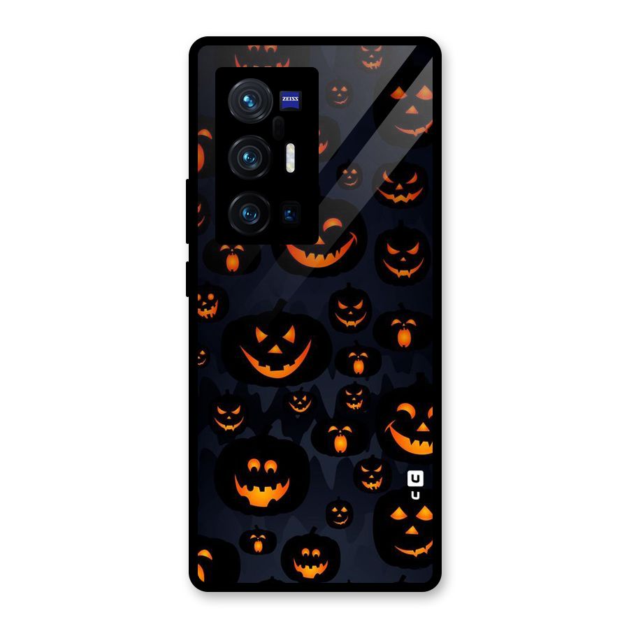 Pumpkin Smile Pattern Glass Back Case for Vivo X70 Pro Plus