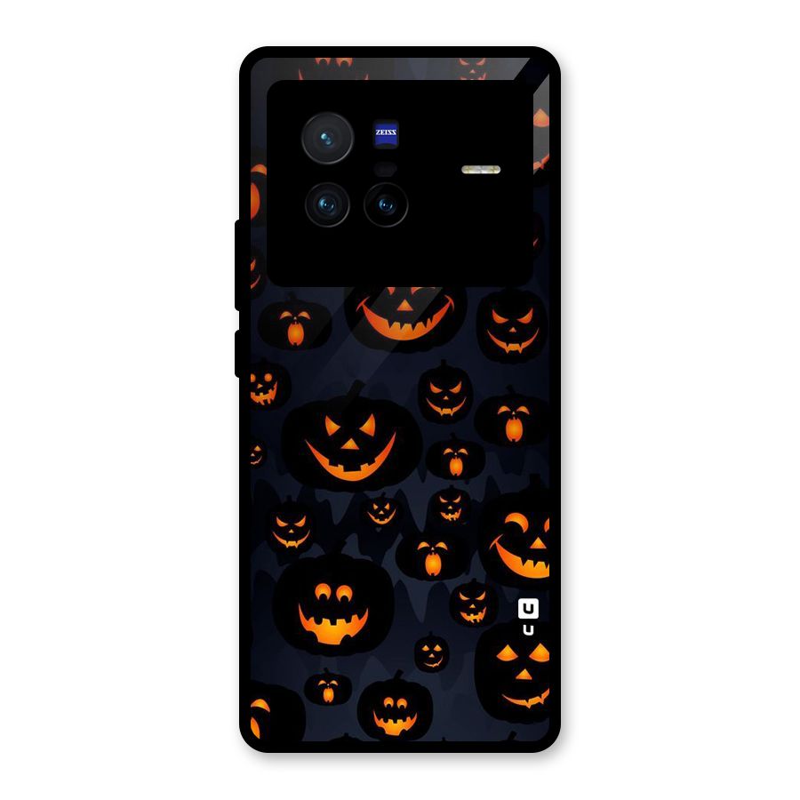 Pumpkin Smile Pattern Glass Back Case for Vivo X80