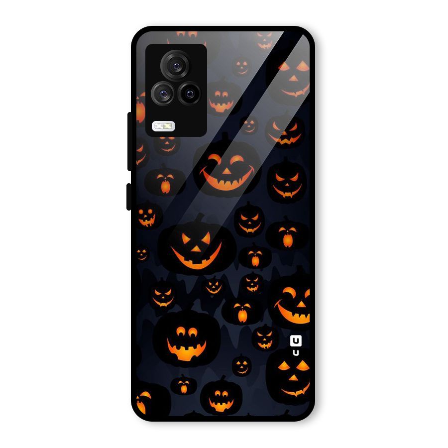 Pumpkin Smile Pattern Glass Back Case for Vivo iQOO 7 Legend 5G