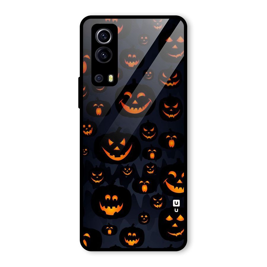 Pumpkin Smile Pattern Glass Back Case for Vivo iQOO Z3