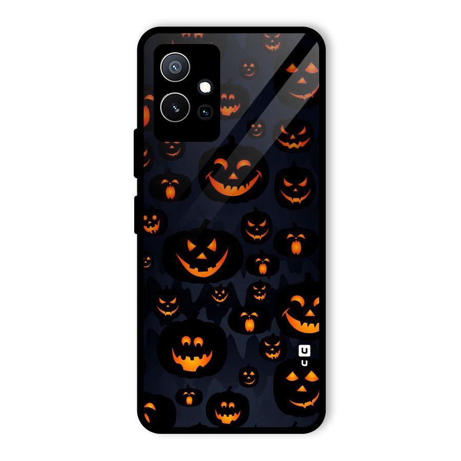 Pumpkin Smile Pattern Glass Back Case for Vivo iQOO Z6