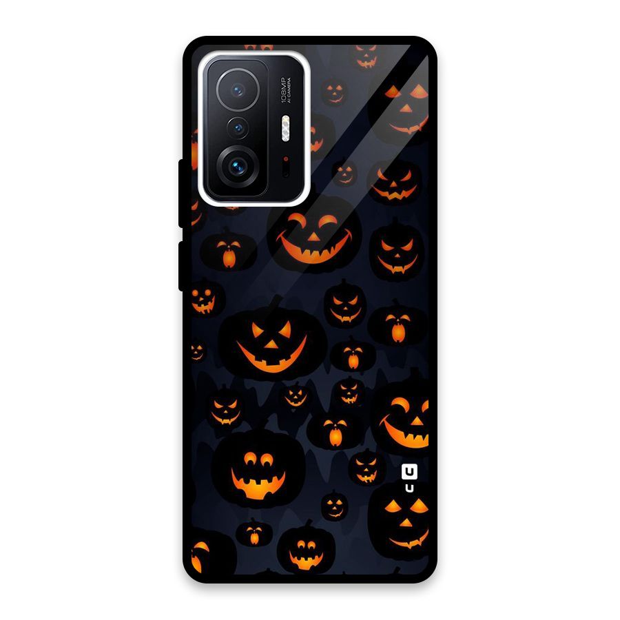 Pumpkin Smile Pattern Glass Back Case for Xiaomi 11T Pro