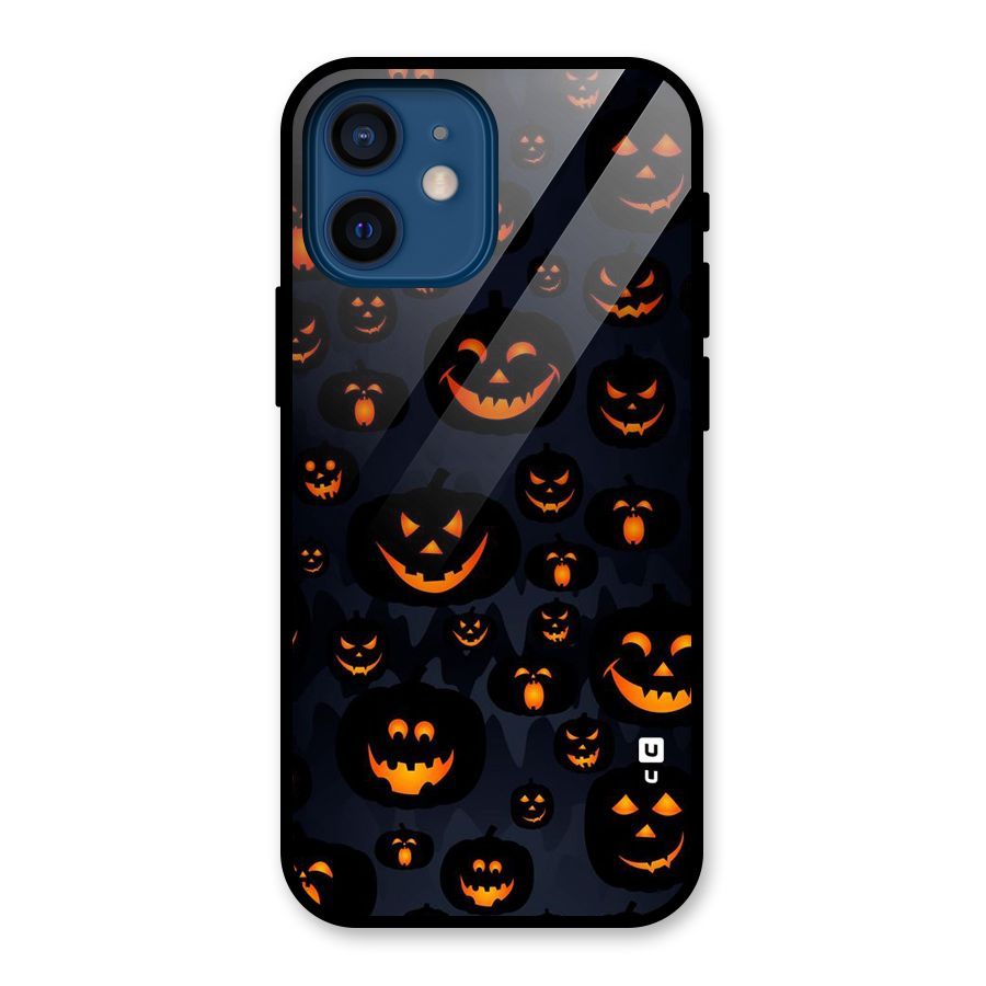 Pumpkin Smile Pattern Glass Back Case for iPhone 12 Mini