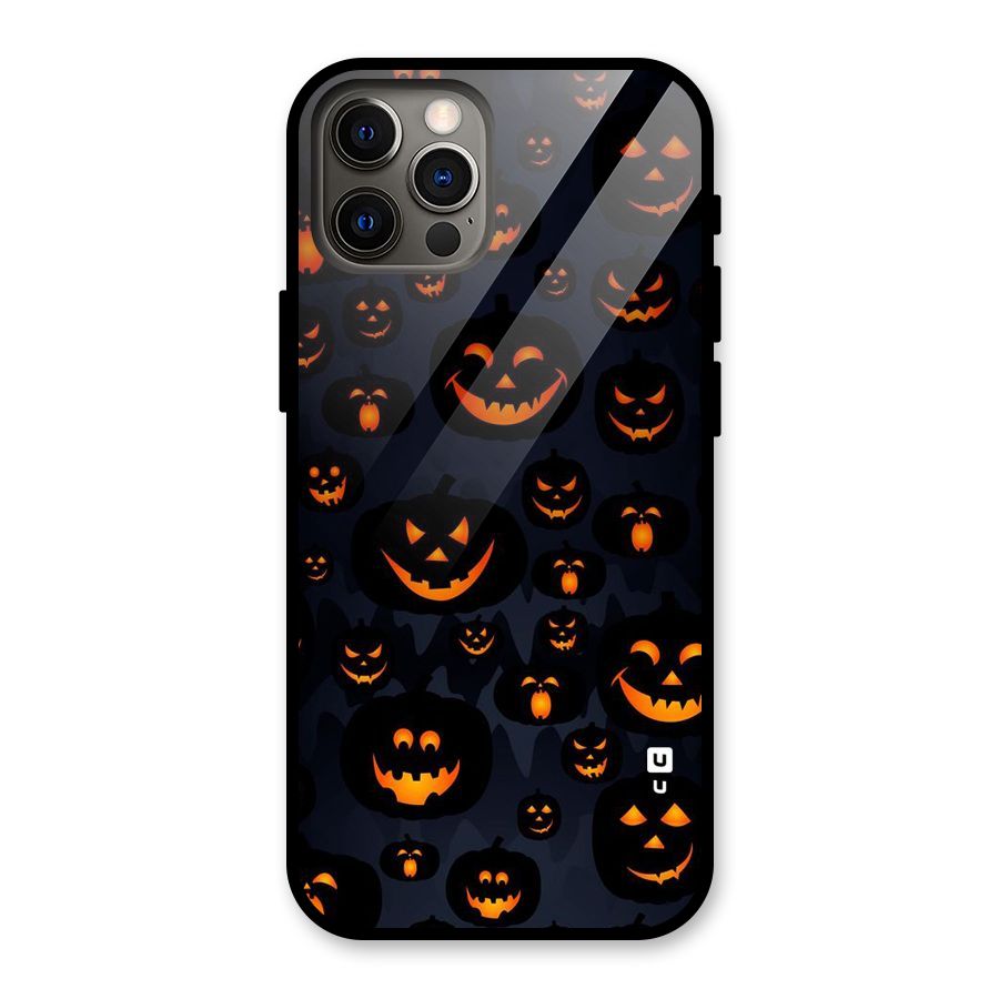 Pumpkin Smile Pattern Glass Back Case for iPhone 12 Pro