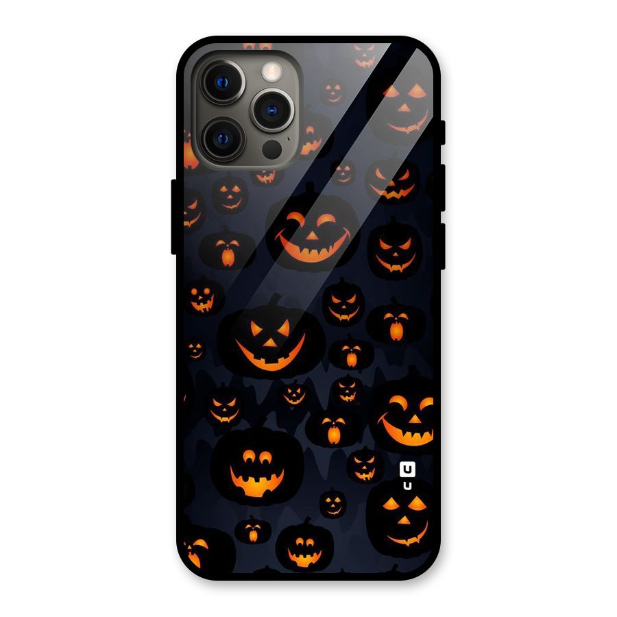 Pumpkin Smile Pattern Glass Back Case for iPhone 12 Pro Max