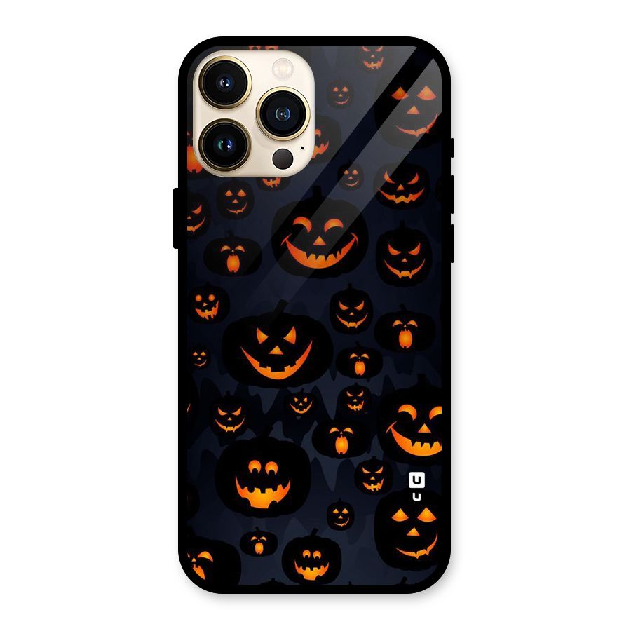 Pumpkin Smile Pattern Glass Back Case for iPhone 13 Pro Max