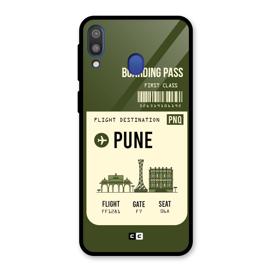 Pune Boarding Pass Glass Back Case for Galaxy M20