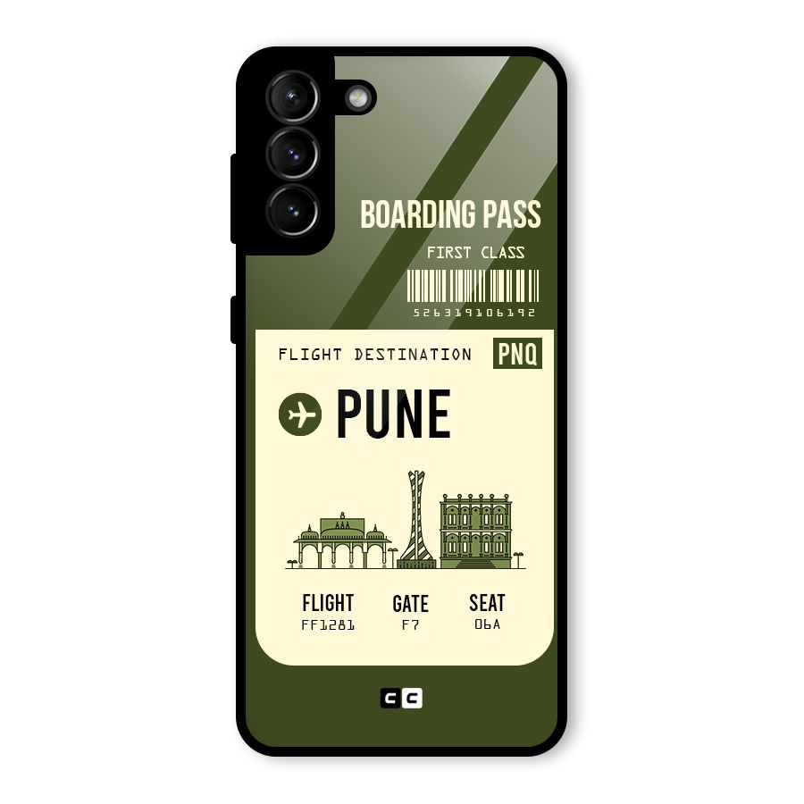 Pune Boarding Pass Glass Back Case for Galaxy S21 Plus