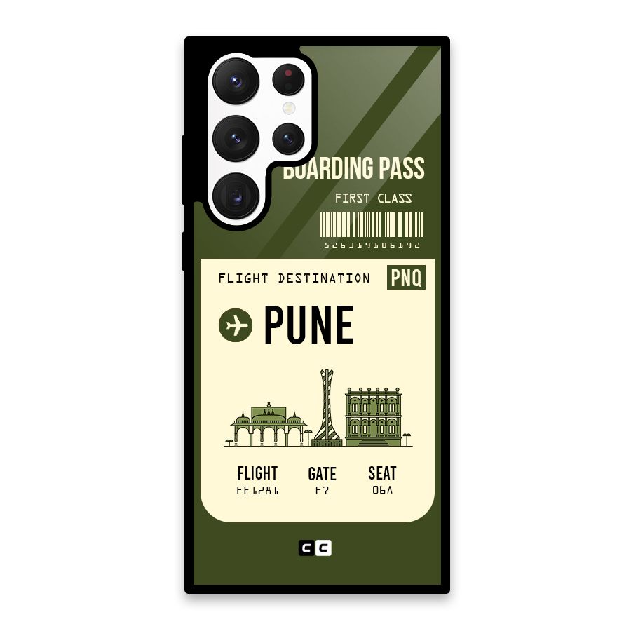 Pune Boarding Pass Glass Back Case for Galaxy S22 Ultra 5G