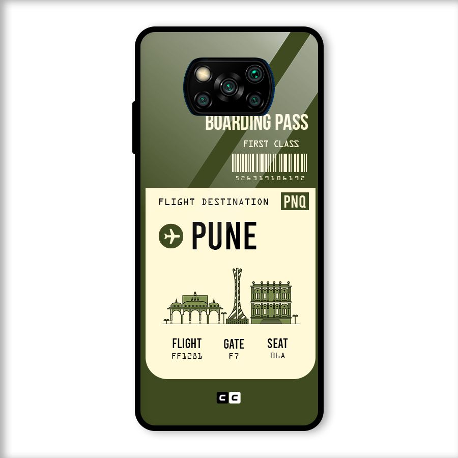 Pune Boarding Pass Glass Back Case for Poco X3