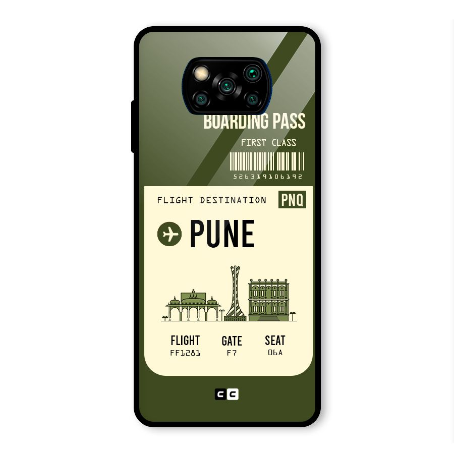 Pune Boarding Pass Glass Back Case for Poco X3 Pro