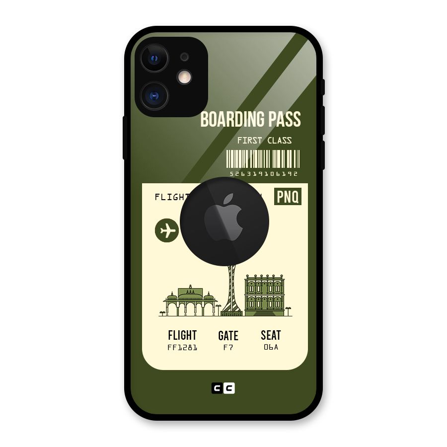 Pune Boarding Pass Glass Back Case for iPhone 11 Logo Cut