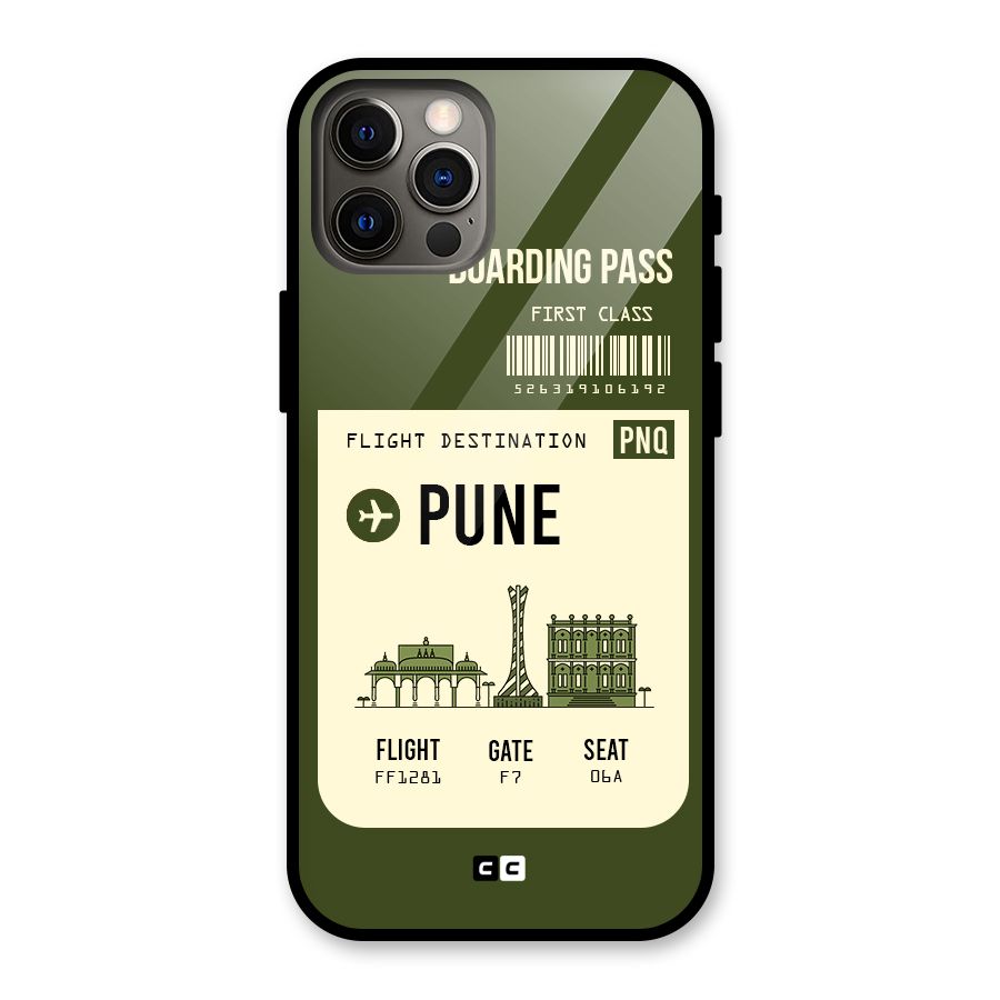 Pune Boarding Pass Glass Back Case for iPhone 12 Pro