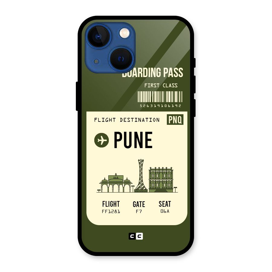 Pune Boarding Pass Glass Back Case for iPhone 13 Mini