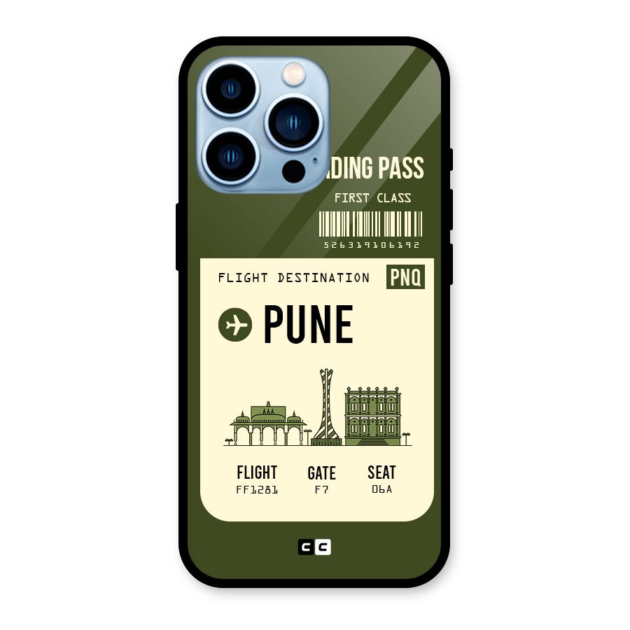 Pune Boarding Pass Glass Back Case for iPhone 13 Pro