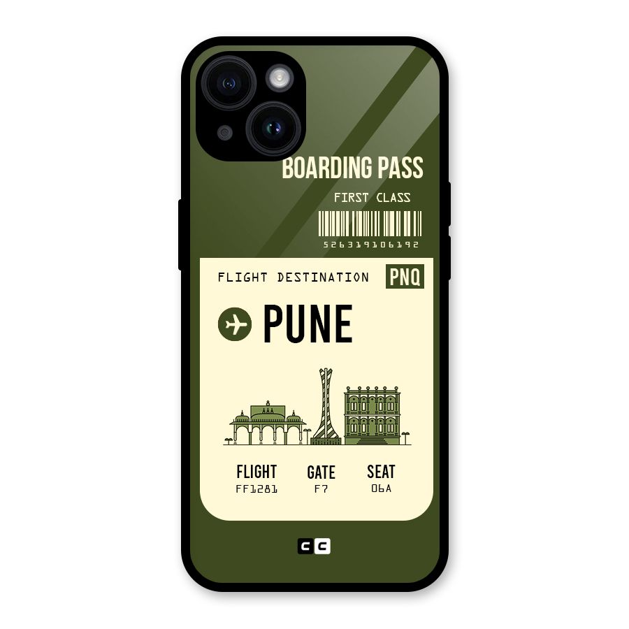 Pune Boarding Pass Glass Back Case for iPhone 14