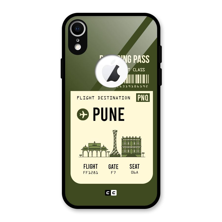 Pune Boarding Pass Glass Back Case for iPhone XR Logo Cut