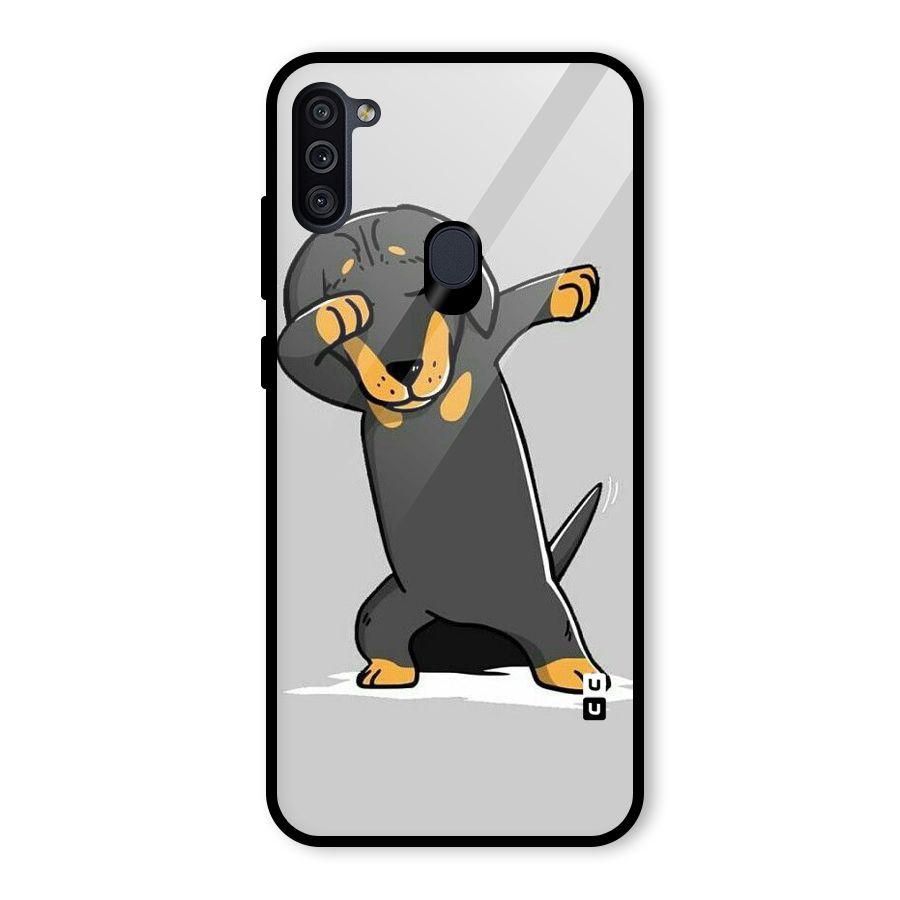 Puppy Dab Glass Back Case for Galaxy M11