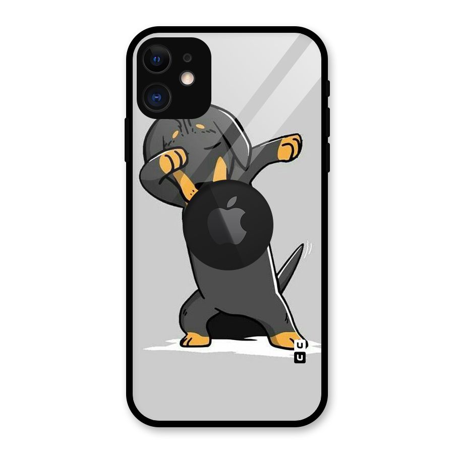 Puppy Dab Glass Back Case for iPhone 11 Logo Cut