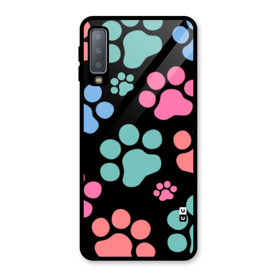 Puppy Paws Glass Back Case for Galaxy A7 (2018)