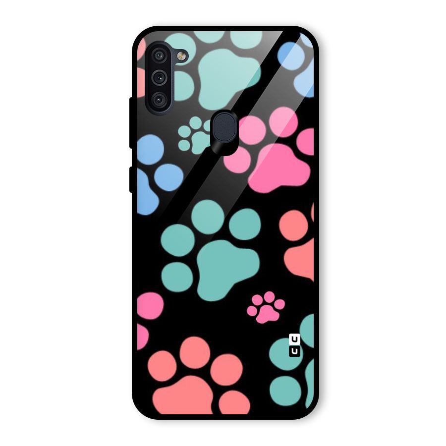 Puppy Paws Glass Back Case for Galaxy M11
