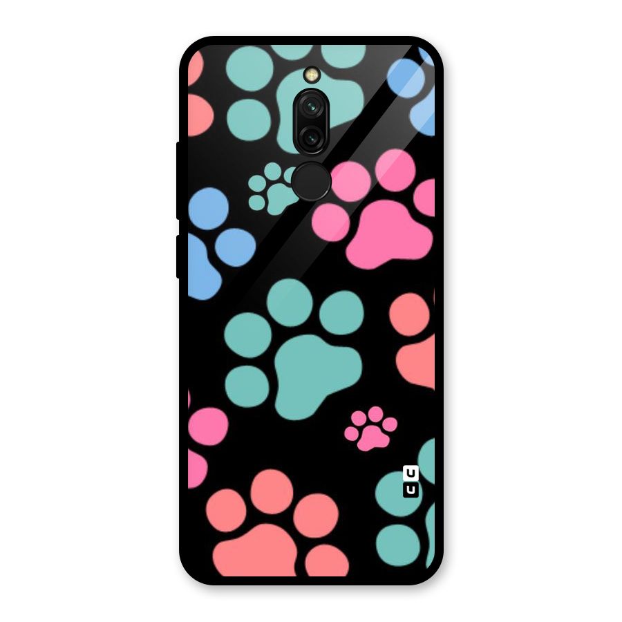 Puppy Paws Glass Back Case for Redmi 8