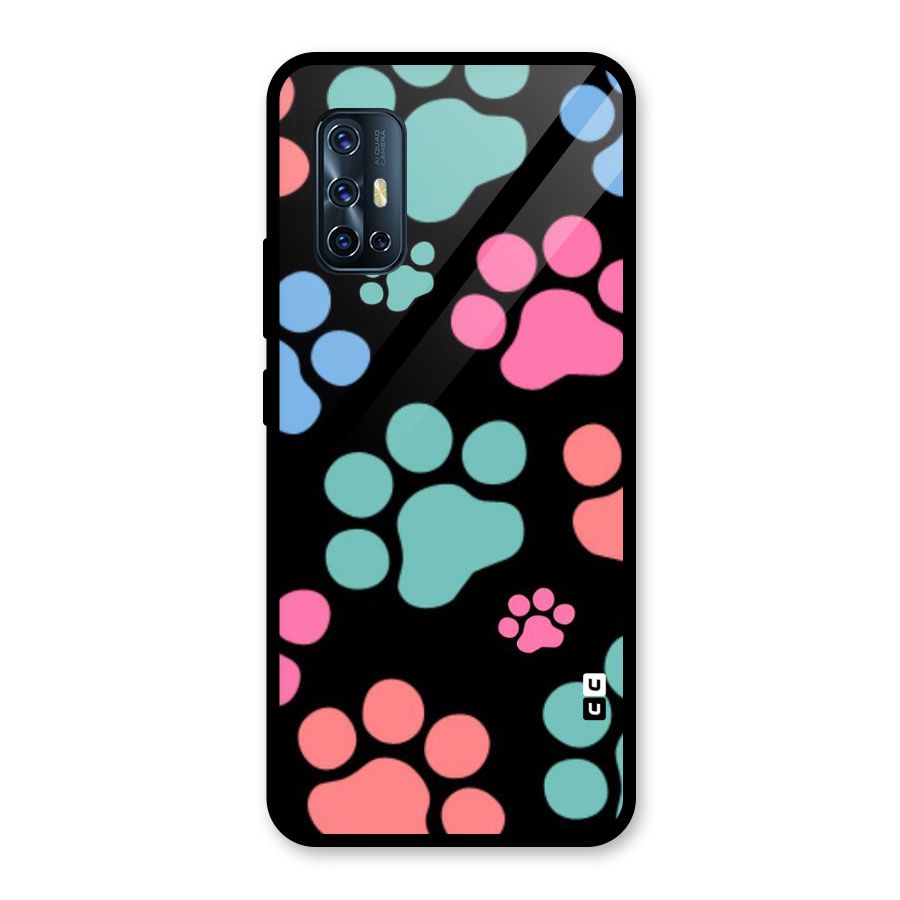 Puppy Paws Glass Back Case for Vivo V17