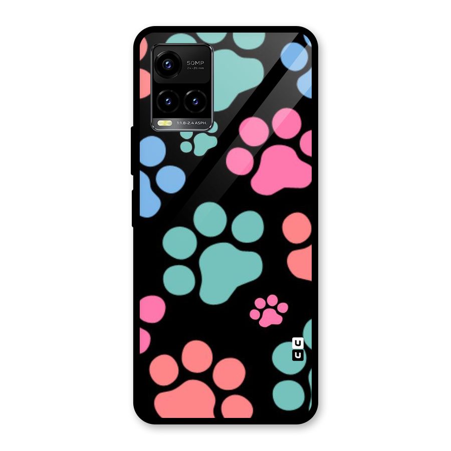 Puppy Paws Glass Back Case for Vivo Y21A