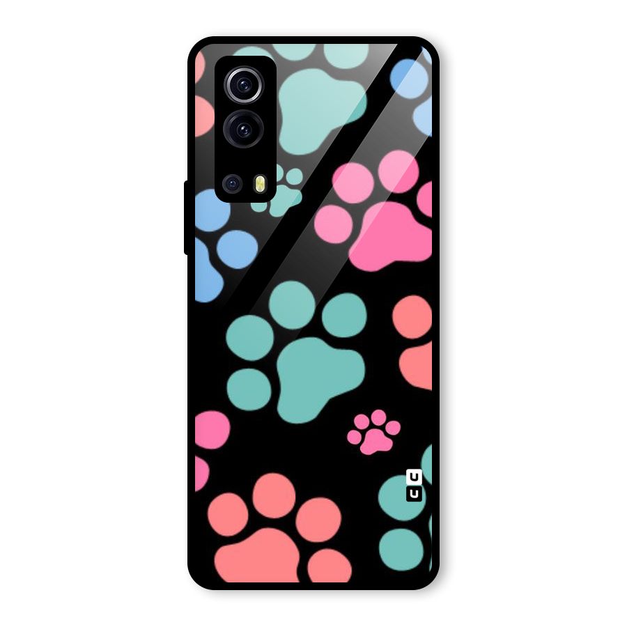 Puppy Paws Glass Back Case for Vivo iQOO Z3