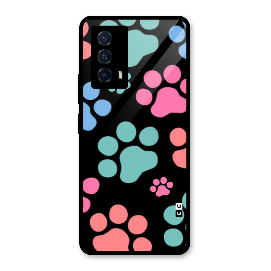 Puppy Paws Glass Back Case for Vivo iQOO Z5