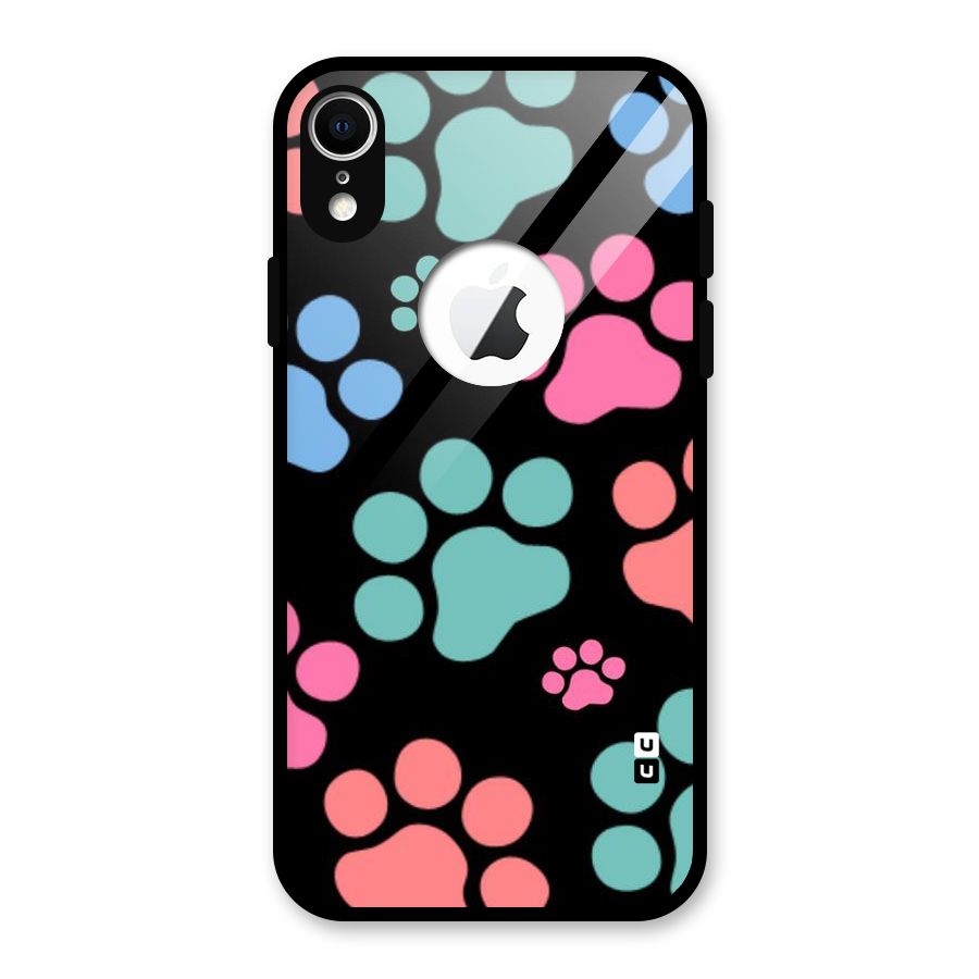 Puppy Paws Glass Back Case for iPhone XR Logo Cut