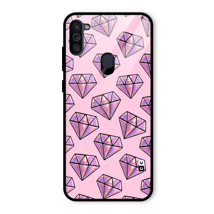 Purple Diamond Designs Glass Back Case for Galaxy M11
