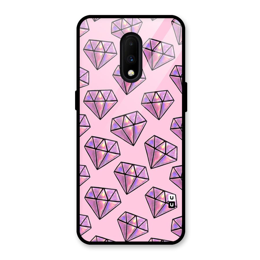 Purple Diamond Designs Glass Back Case for OnePlus 7