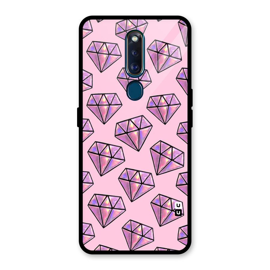 Purple Diamond Designs Glass Back Case for Oppo F11 Pro