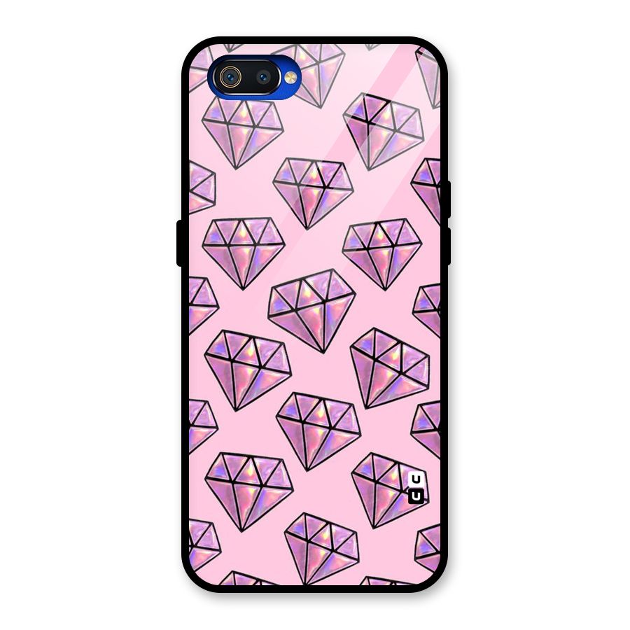 Purple Diamond Designs Glass Back Case for Realme C2