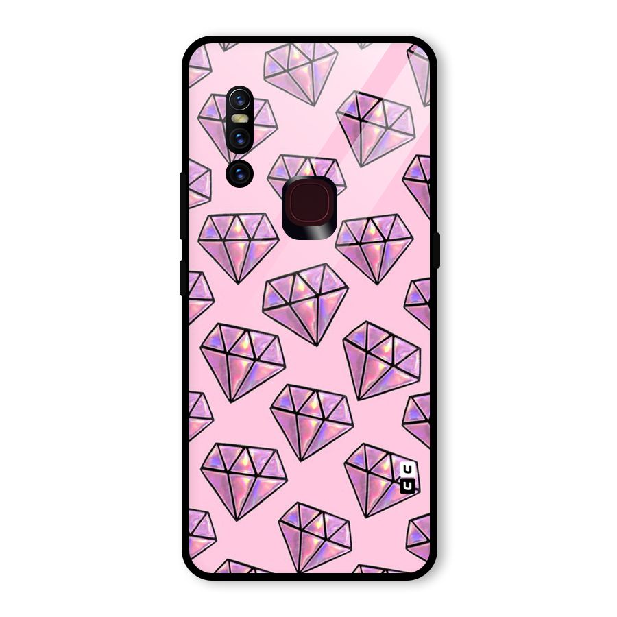 Purple Diamond Designs Glass Back Case for Vivo V15