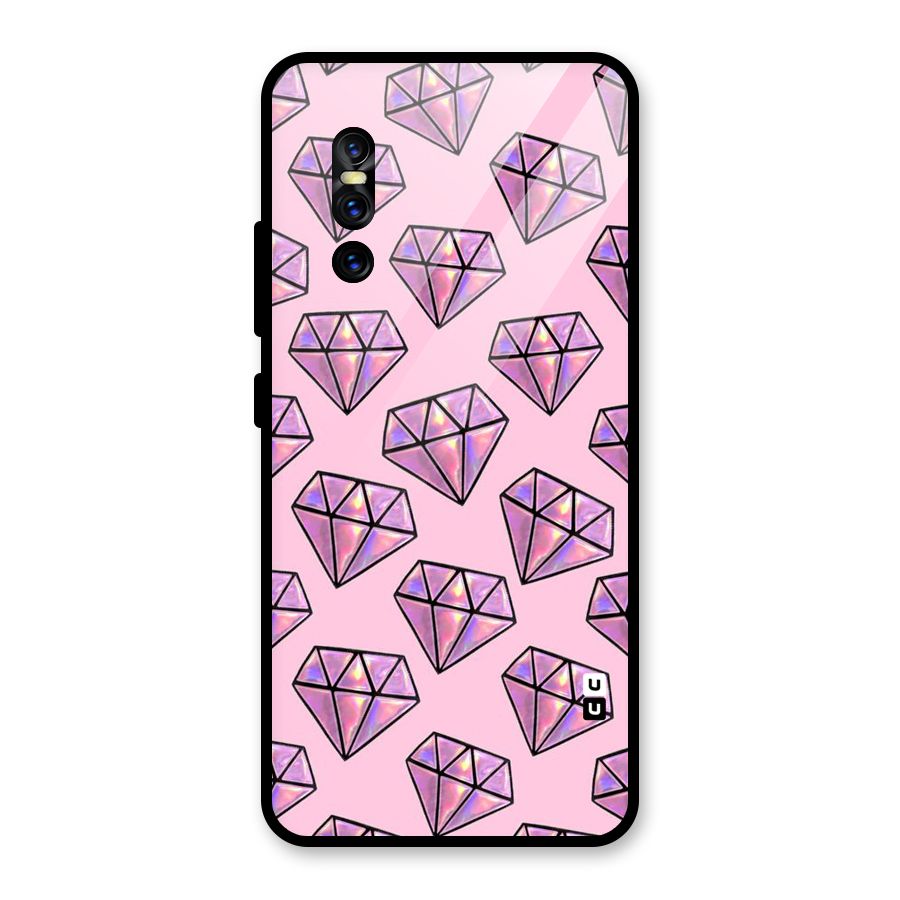 Purple Diamond Designs Glass Back Case for Vivo V15 Pro