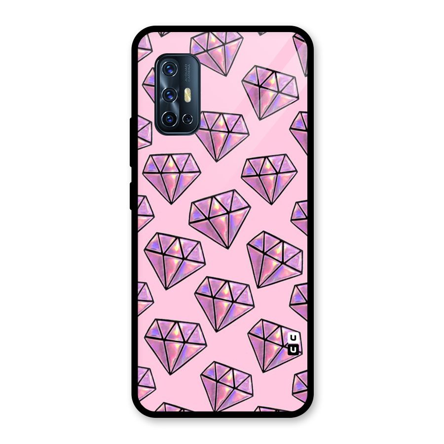 Purple Diamond Designs Glass Back Case for Vivo V17