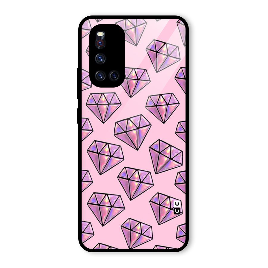 Purple Diamond Designs Glass Back Case for Vivo V19