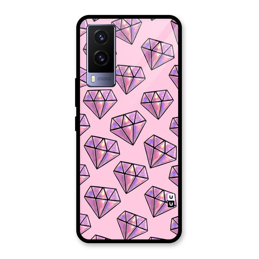 Purple Diamond Designs Glass Back Case for Vivo V21e 5G